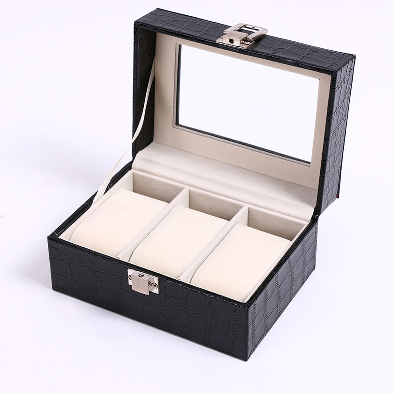 3 Slots Stone Design Pu Leather Holder Beautiful Packing Storage Display  Wrist Wholesale Watch Box