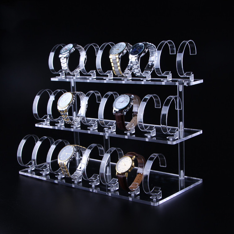 Desktop 3 tiers 24 18 Slots Plastic Premium Acrylic Watch Display Holder Organizer Stand