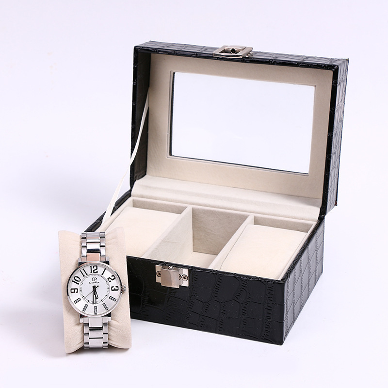 3 Slots Stone Design Pu Leather Holder Beautiful Packing Storage Display  Wrist Wholesale Watch Box