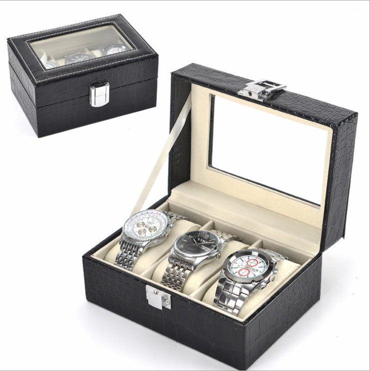 3 Slots Stone Design Pu Leather Holder Beautiful Packing Storage Display  Wrist Wholesale Watch Box