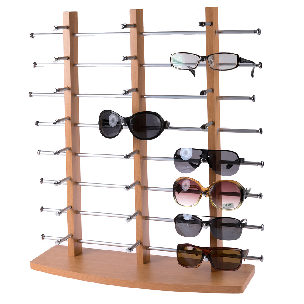 Large Counter Top  Wood 27 Pairs Wooden Spectacle Sunglasses Eyewear Eye Glasses Display Holder Stand Rack