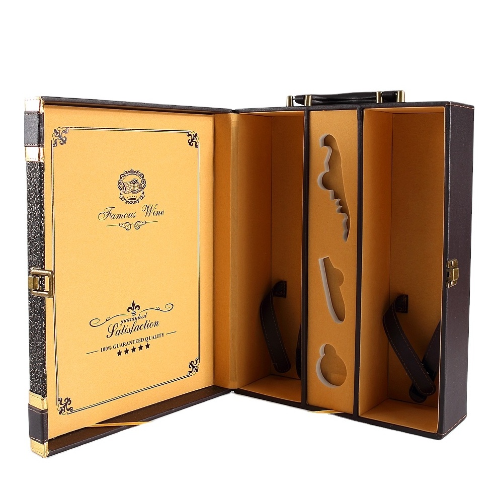 Premium Wholesale customized Wooden Leather Gift Boxes For Wine Beer Bottles