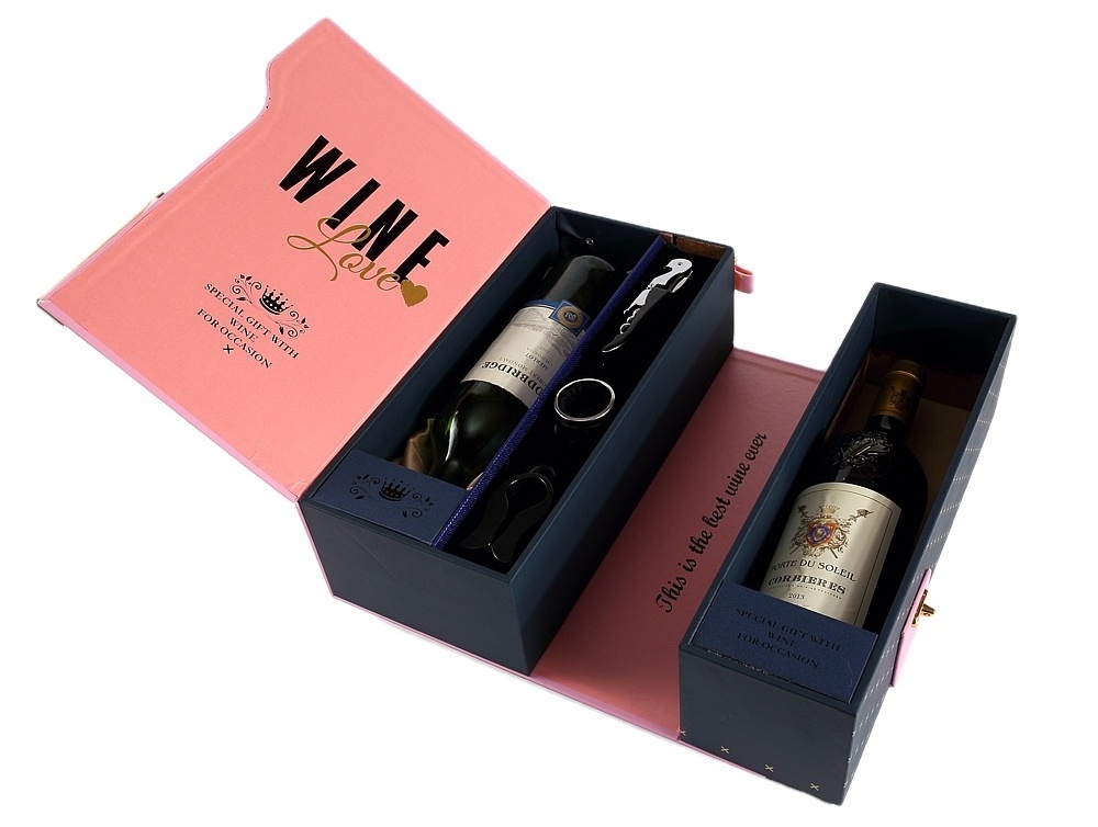 Premium Wholesale customized Wooden Leather Gift Boxes For Wine Beer Bottles