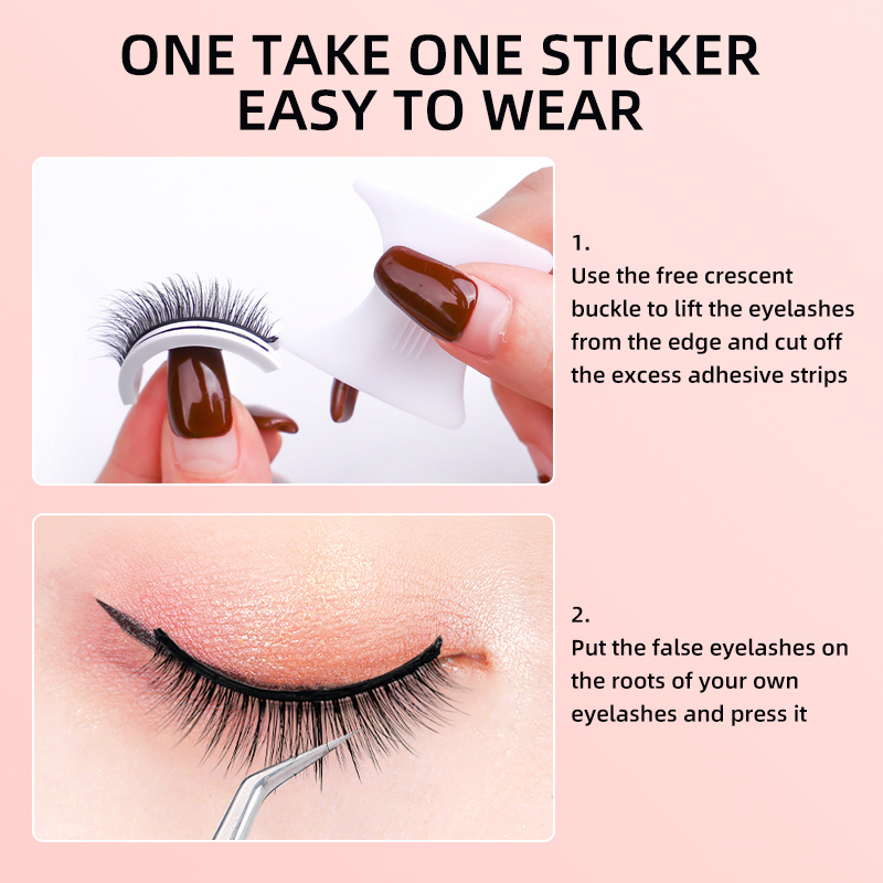 Glue free self adhesive eyelashes 3D eyelashes private label customized box self-adhesive diy eyelashes self adhesive lashes