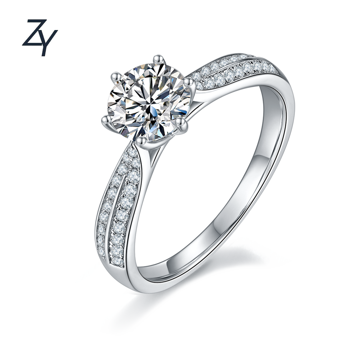 1 ct Engagement Rings with Moissanite wholesale High Quality In Stock 925 Sterling Silver Jewelry 18K Gold Plated Ring for Women