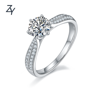 1 ct Engagement Rings with Moissanite wholesale High Quality In Stock 925 Sterling Silver Jewelry 18K Gold Plated Ring for Women