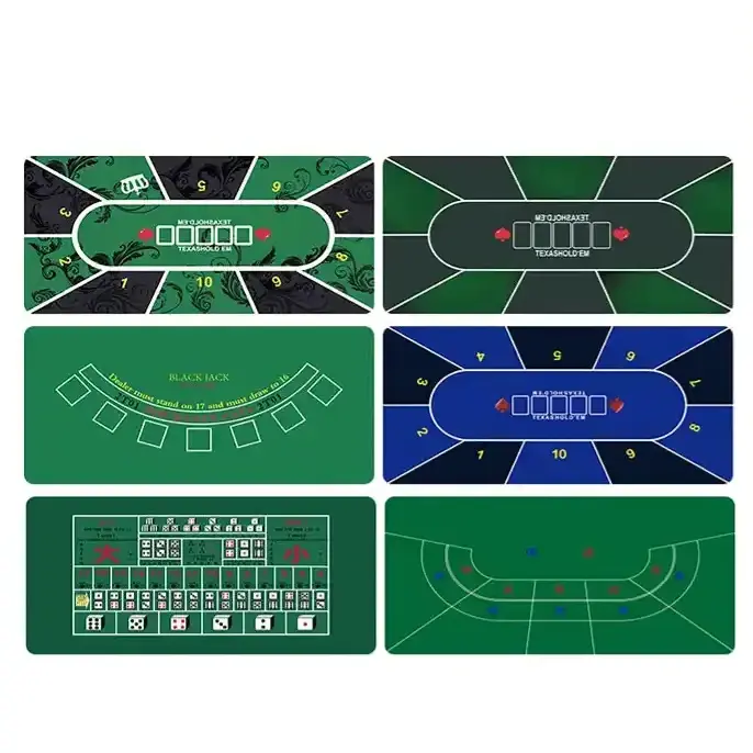 new Portable Green Felt Texas Hold'Em Layout Rubber Oval Cheap Waterproof Foldable Poker Pad Table Mat