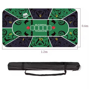 new Portable Green Felt Texas Hold'Em Layout Rubber Oval Cheap Waterproof Foldable Poker Pad Table Mat