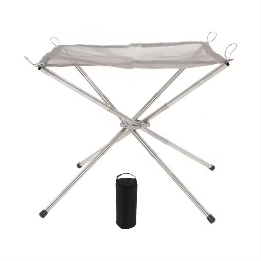 wholesale Outdoor Camping Hiking Large Bonfire Stand Mesh Sheet Stainless Steel Portable Folding Outdoor Firepit Outdoor Warming