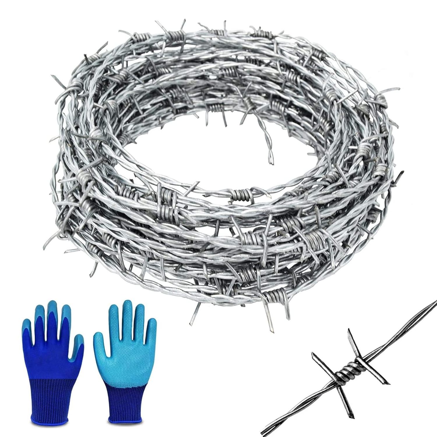 Coils High Protection 328FT(100m) 4 Point Barbed Fence 15 Gauge (1.7mm)  Barbed Wire  For Fence  Farm Garden Home