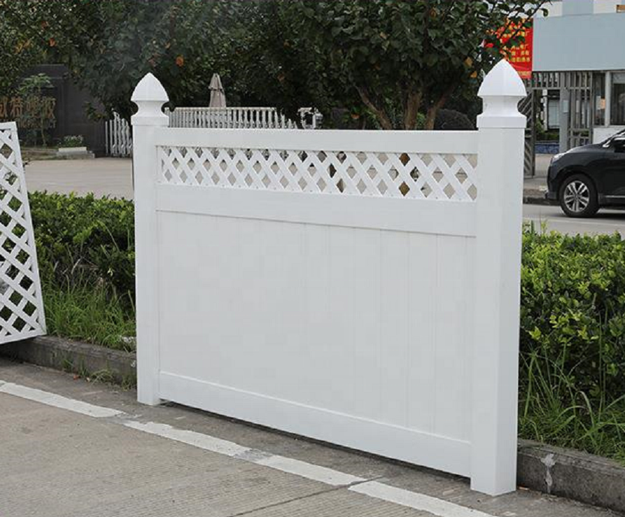 Hot Factory Price Top Privacy White Vinyl PVC Fence Panels Fencing Trellis  Gates with  Lattice