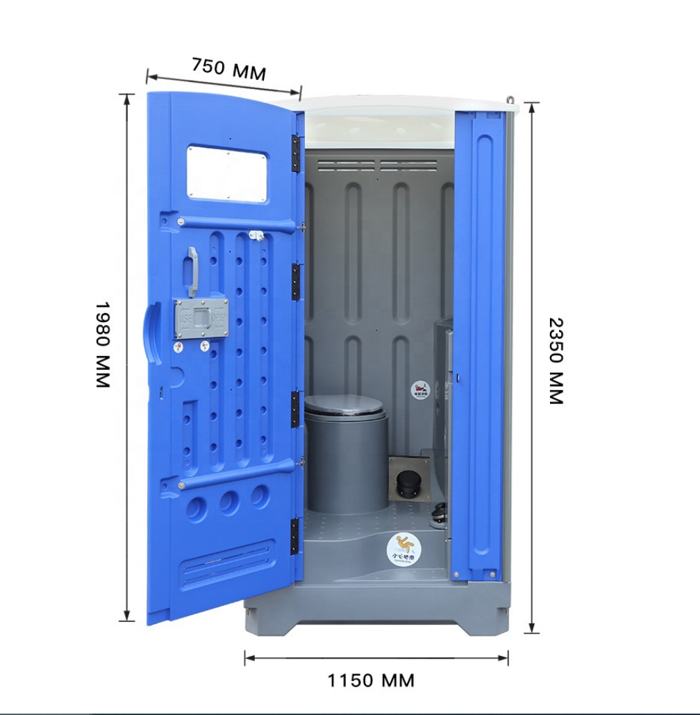 Wholesale recyclable rentable outdoor public mobile toilet portable restroom HDPE plastic toilet