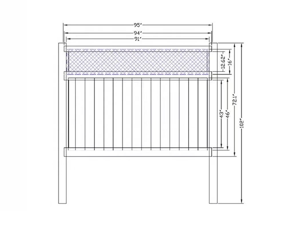 Hot Factory Price Top Privacy White Vinyl PVC Fence Panels Fencing Trellis  Gates with  Lattice