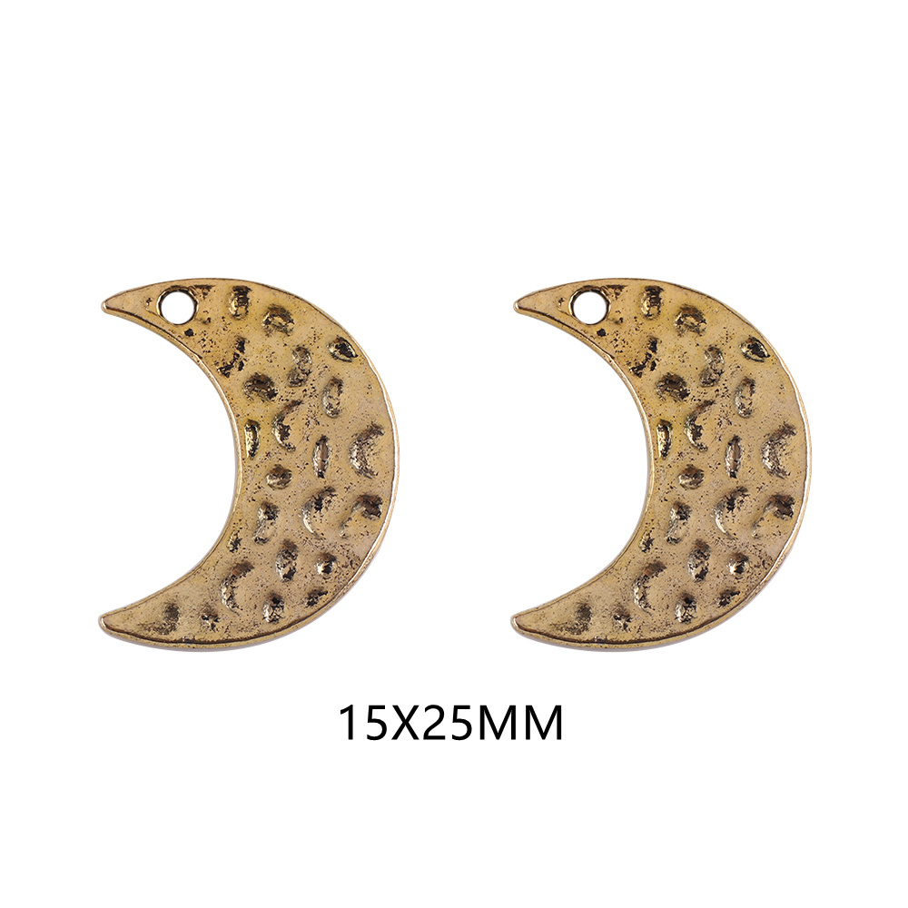 ZHB Metal Zinc Alloy Charms for Jewelry Making Pitted Moon Shape Alloy Pendant Charms Beads For Bracelets DIY Crafts