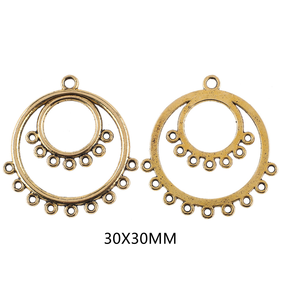 Hollow Double Circle Beads For Jewelry Making 30X30MM Zinc Alloy Hoop Earring Metal Pendant Beads For Bracelets Charm DIY Craft