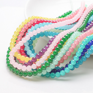 Zhubi Wholesale Colorful 8MM Loose Round Glass Beads Mix Opal Jade Crystal Stone Beads for Jewelry Making DIY Bracelet Charms