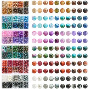 ZHB 8MM Crystal Natural Stone Beads Kit 200pcs Glass Loose Round Beads for Bracelets DIY Making Necklace Jewelry Accessories