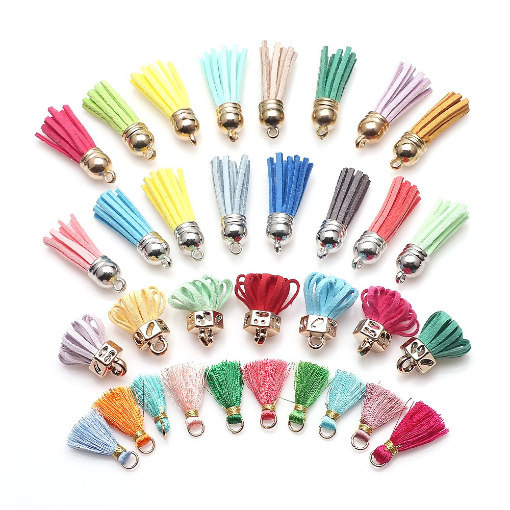 ZHB Earring Jewelry Findings Multi Colors Faux Suede Leather Tassel Charms Curtains for Garment Decoration Keychain Pendant 4CM