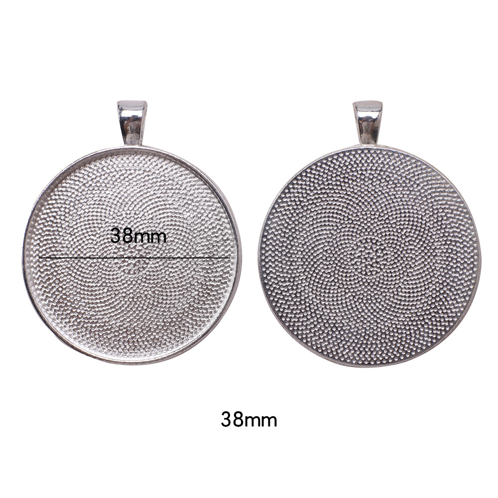 ZHB 20/30/40MM Round Alloy Pendant Bases for Necklace DIY Charms Glass Cabochon Tray Bezel Blanks Metal Beads for Jewelry Making