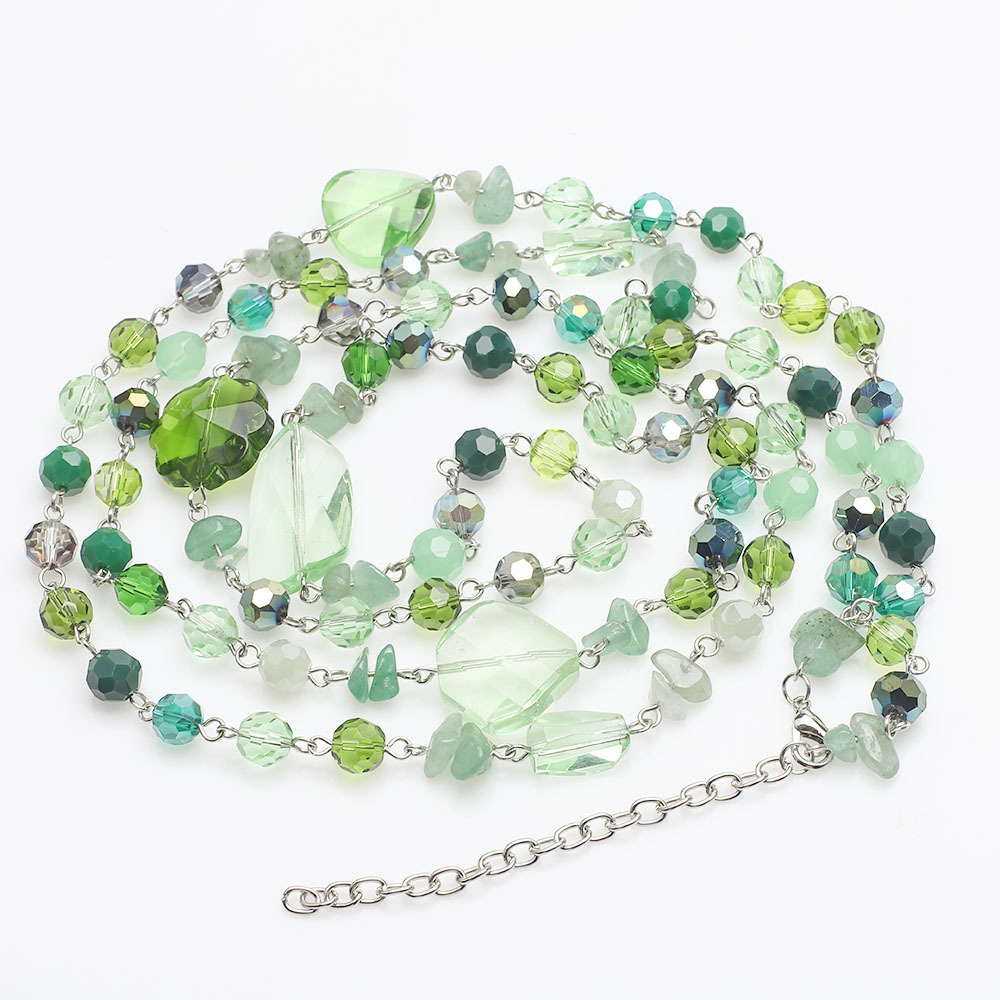 Zhubi Wholesale Green Glass Beaded Jewelry Necklace Rosary DIY Ornaments Handmade Prayers Glass Beads for Garment Decoration