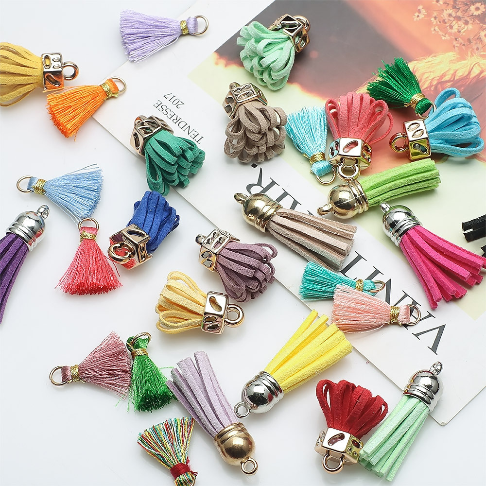 ZHB Earring Jewelry Findings Multi Colors Faux Suede Leather Tassel Charms Curtains for Garment Decoration Keychain Pendant 4CM