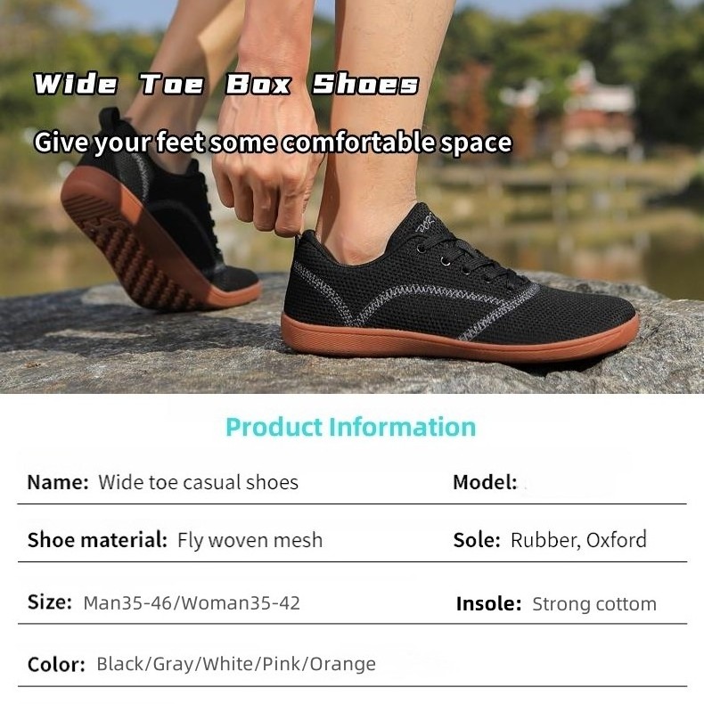 2024 New Design Wide Toe Box Flexible Zero Drop Men Urban Style Casual Barefoot Shoes