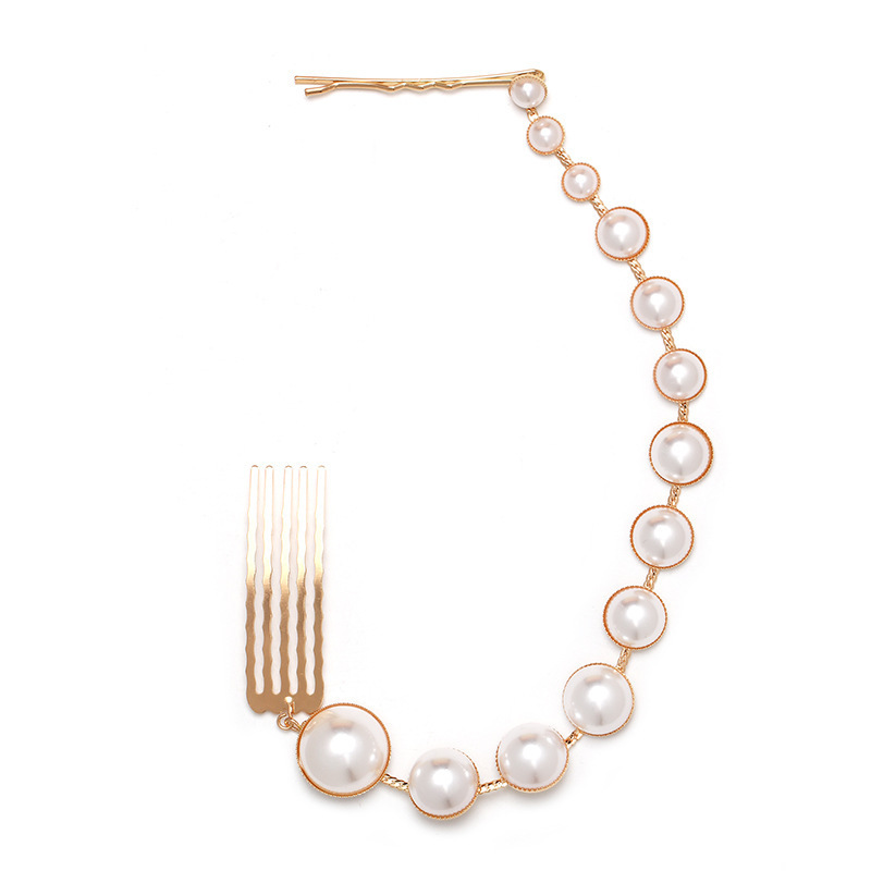 Fashion Hair Clips Simulated Pearls Headband Comb Bridal Long Chain Hairwear Bride Chic Headpiece Hair Jewelry Accessories