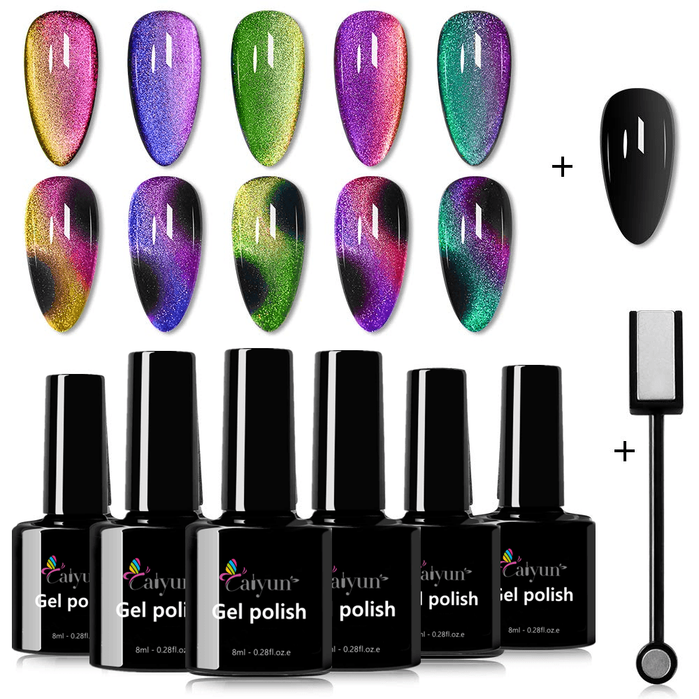 Wholesale Art Uv Gel Polish Glitter Sets Glue On Nails  9D Cat Eye Color Uv Gel Nail Polish