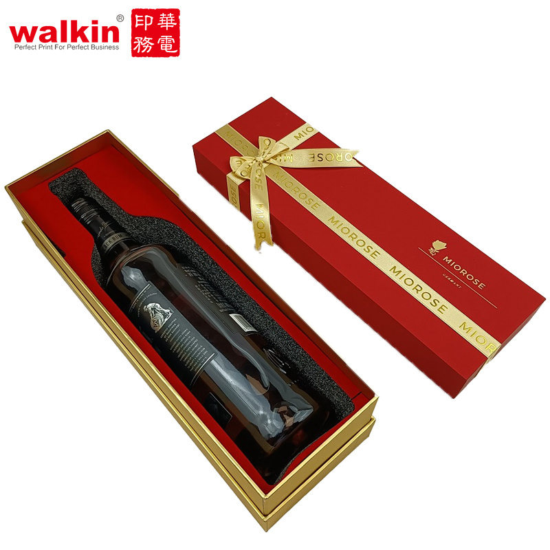 WALKIN Biodegradable Custom shipping box mailers Printed VODKA 3 4 red wine bottle prime branded packing packaging cardboard