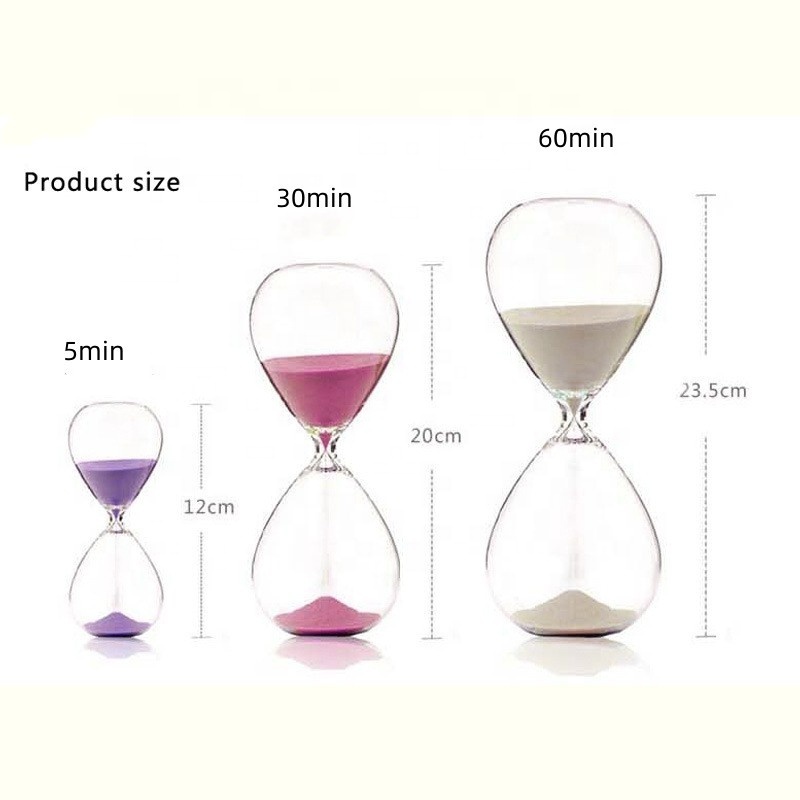 Clear high borosilicate glass 5/10/30/60 minute hourglass sand timer