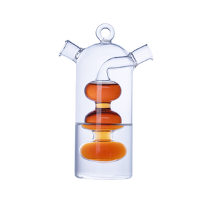 Clear glass oil dispenser handmade in high borosilicate oil dispenser bottle for kitchen 2 in 1 glass