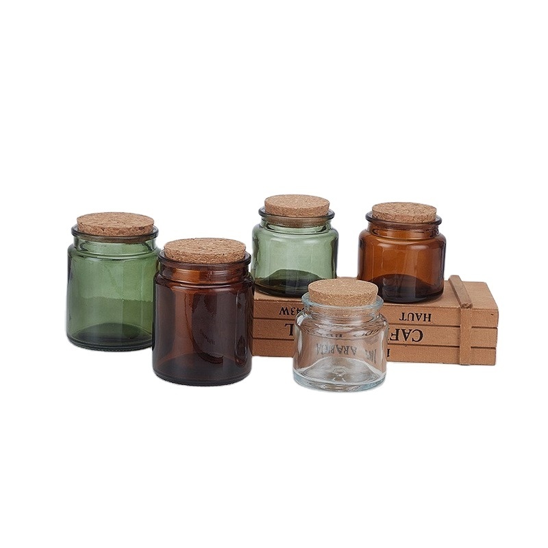 Wholesale Aromatherapy glass cork Candle bottle Empty bottle Green brown tall cork glass