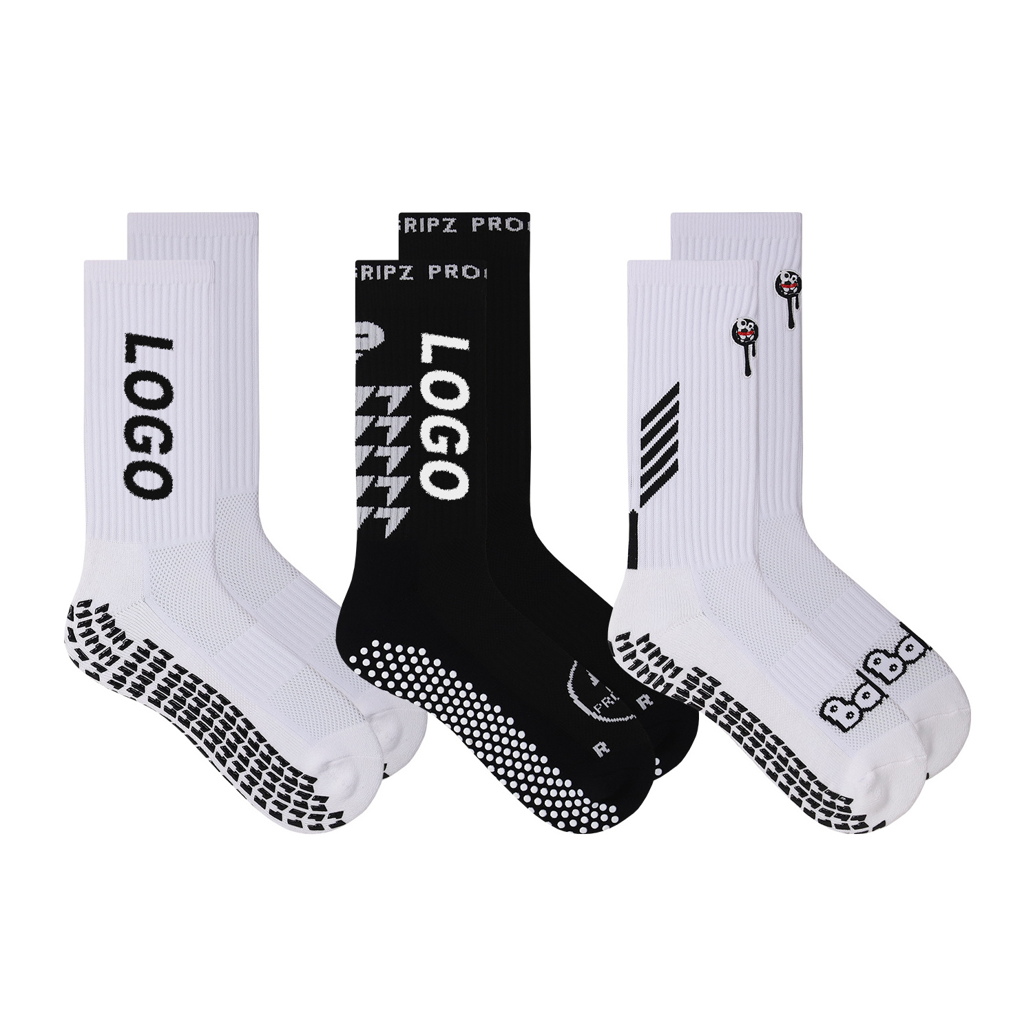 Rubber Bottom grip socks soccer Custom Logo Men Crew Sport grip socks football