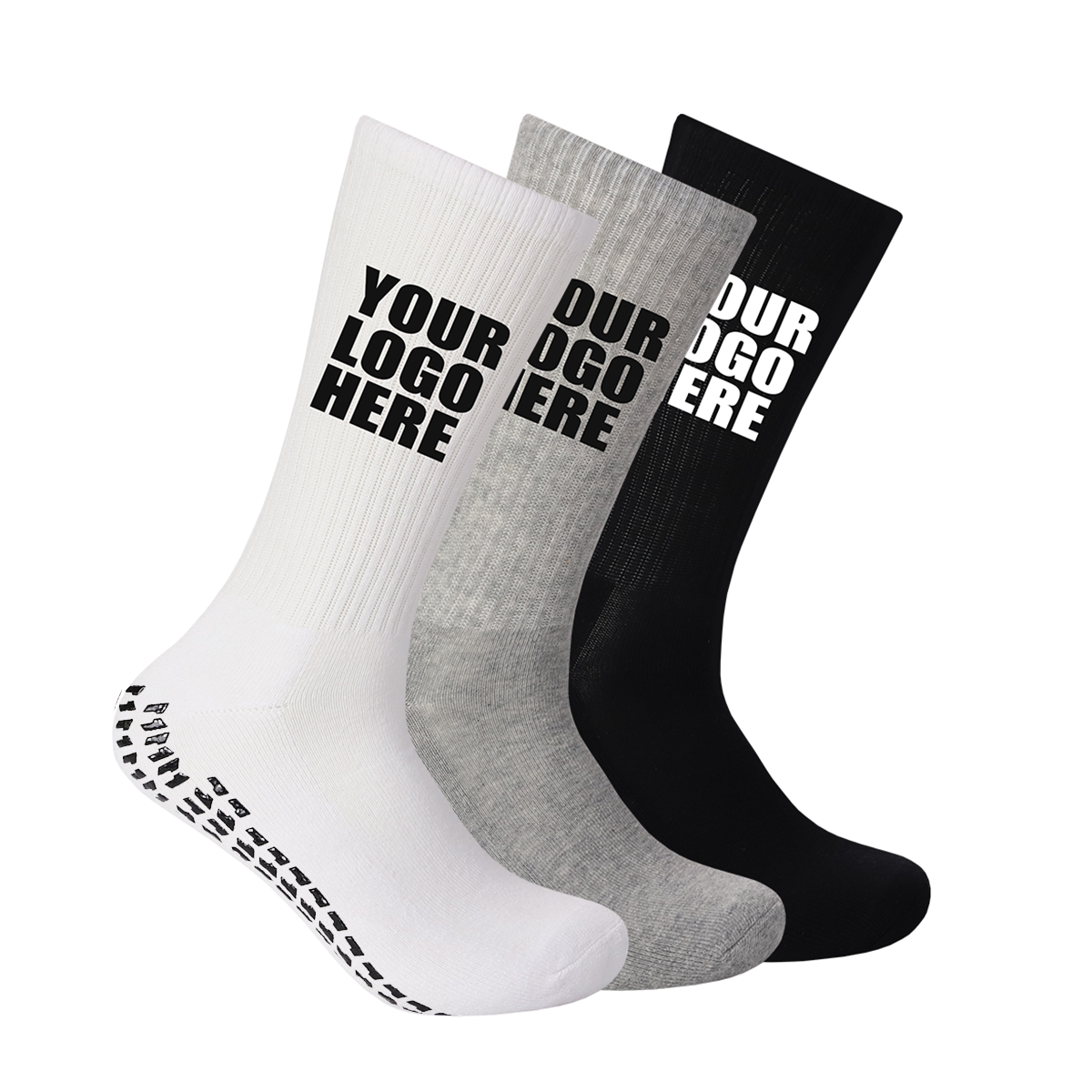 Wholesale anti slip crew tube athletic grip socks soccer football custom sports socks men