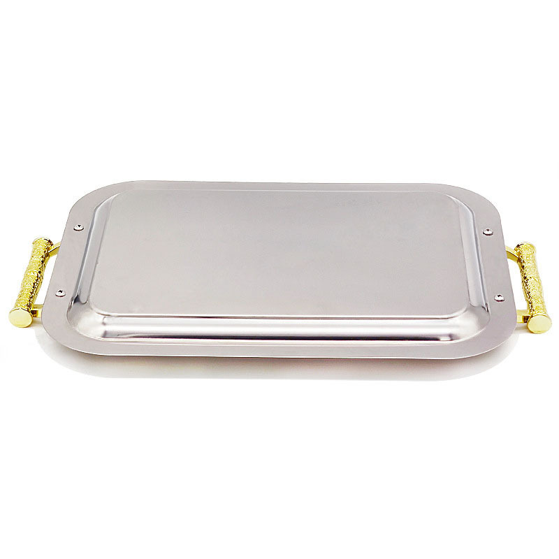 Stainless steel serving tray set arabic gold metal tray