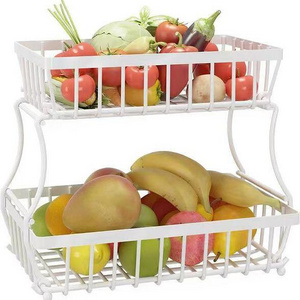 2 Tier Metal Detachable Kitchen Bread Vegetable Basket Stand Fruit Storage Shelf