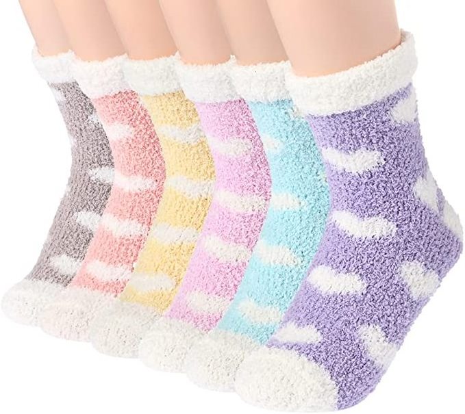 2021 Velvet Winter Folded Cuff Thick Sleep Bed Socks  Microfiber Coral Fleece Fuzzy Women Heart Fluffy Socks