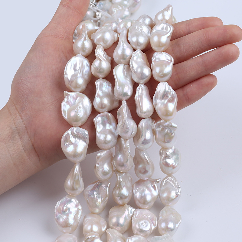 Zhuji Pearls Wholesale freshwater pearls 14-19mm Natural White Baroque Shape Freshwater Pearl Strands