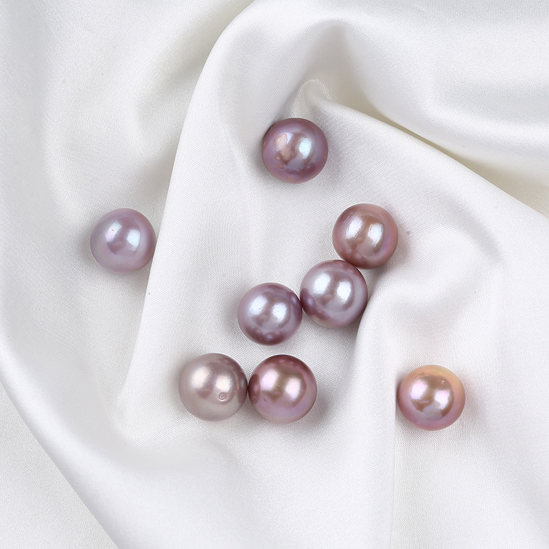 14-15mm Round Edison Pearls Natural Purple Color Freshwater Loose Pearls In Pairs