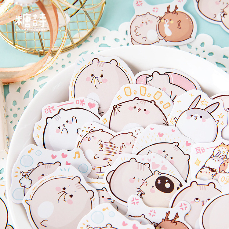 46Pcs/box Kawaii Diary Stickers Scrapbooking fat mouse Planner Japanese Junk Journal Kawaii Decorative Stationery Craft Sticker