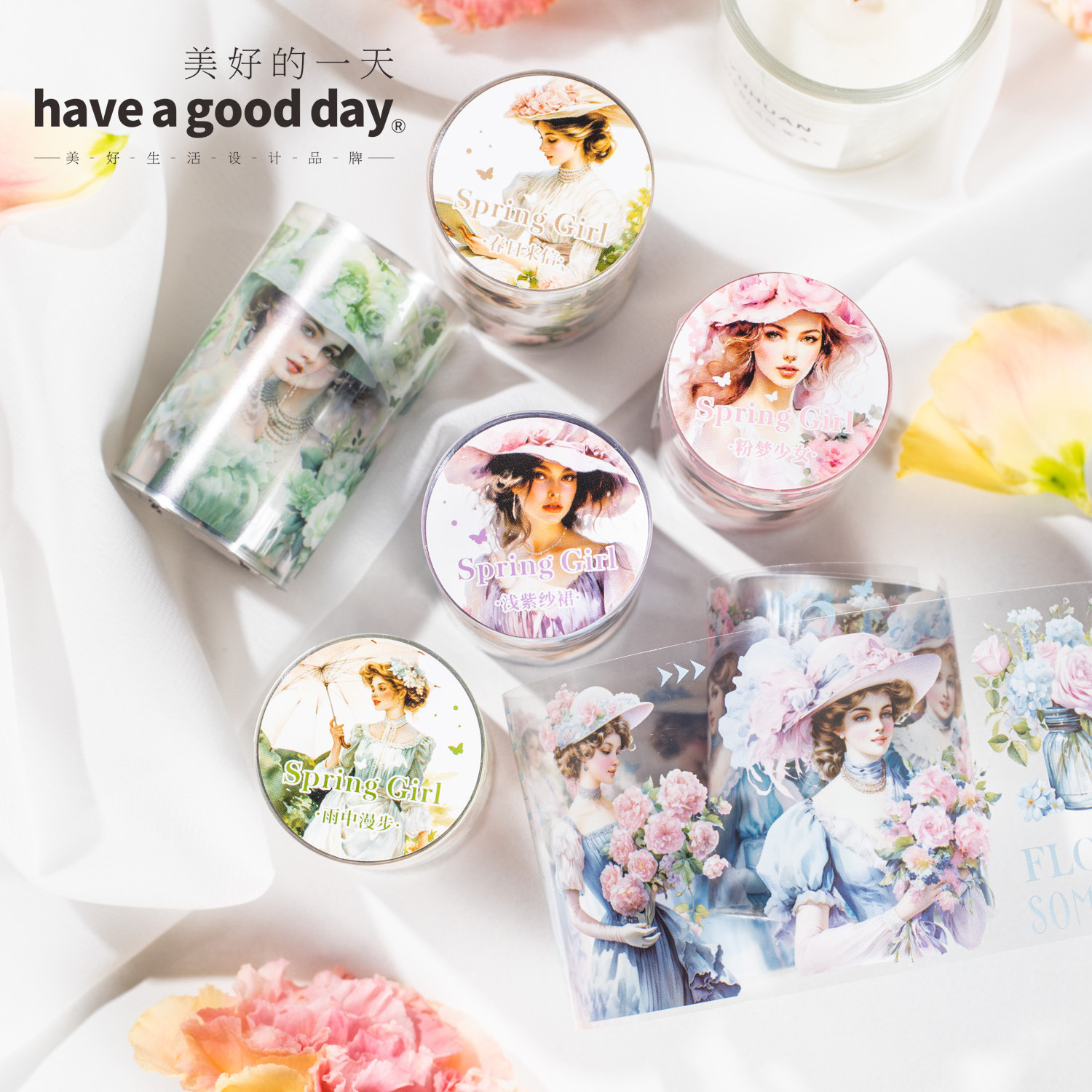 1pcs DIY Decoration Adhesive Tapes girl character Washi Tapes Masking Tapes stickers