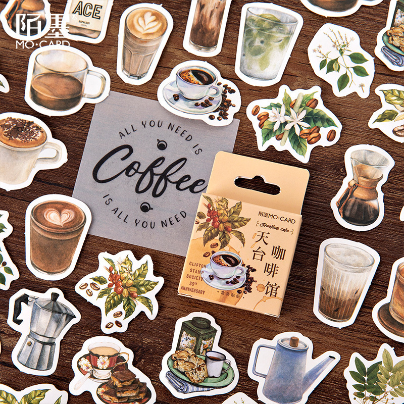 45Pcs/box Cute Diary Stickers Scrapbooking Coffee Flower bullet journal Planner Japanese Kawaii Decorative Stationery Sticker