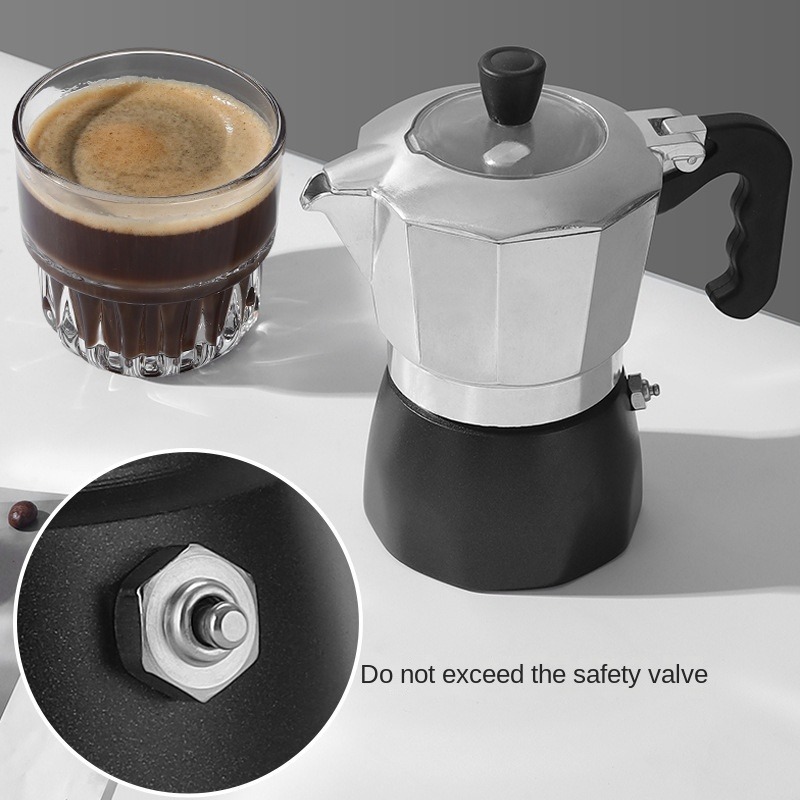 Production factory Double valve Moka pot Italian espresso machine extractor retro pot Outdoor coffee pot coffee equipment