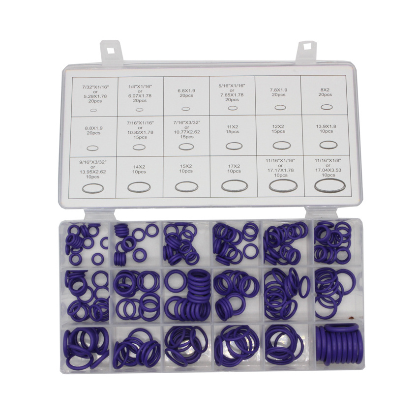 AC Purple NBR HNBR O Rings Gasket Seal Kit 18 Sizes Car Air Conditioning O-Ring Assortment Set For Valve Core Removal