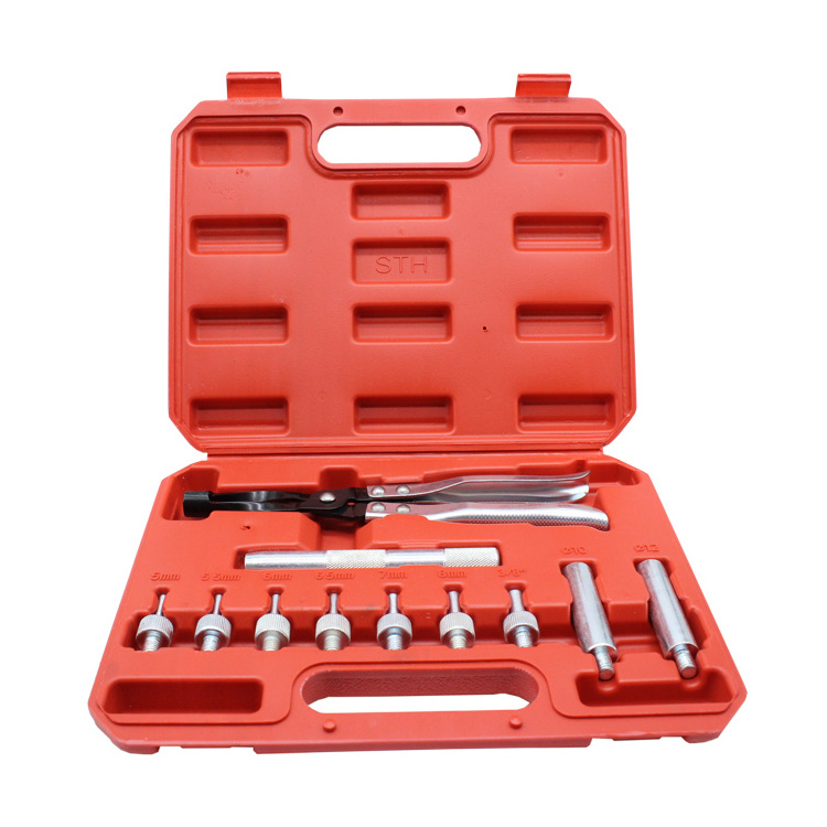 11 Pcs Valve Seal Remover and Installer Kit with Valve Stem Seal Plier and Plier Driving Sockets , Drive Handle , Adapters