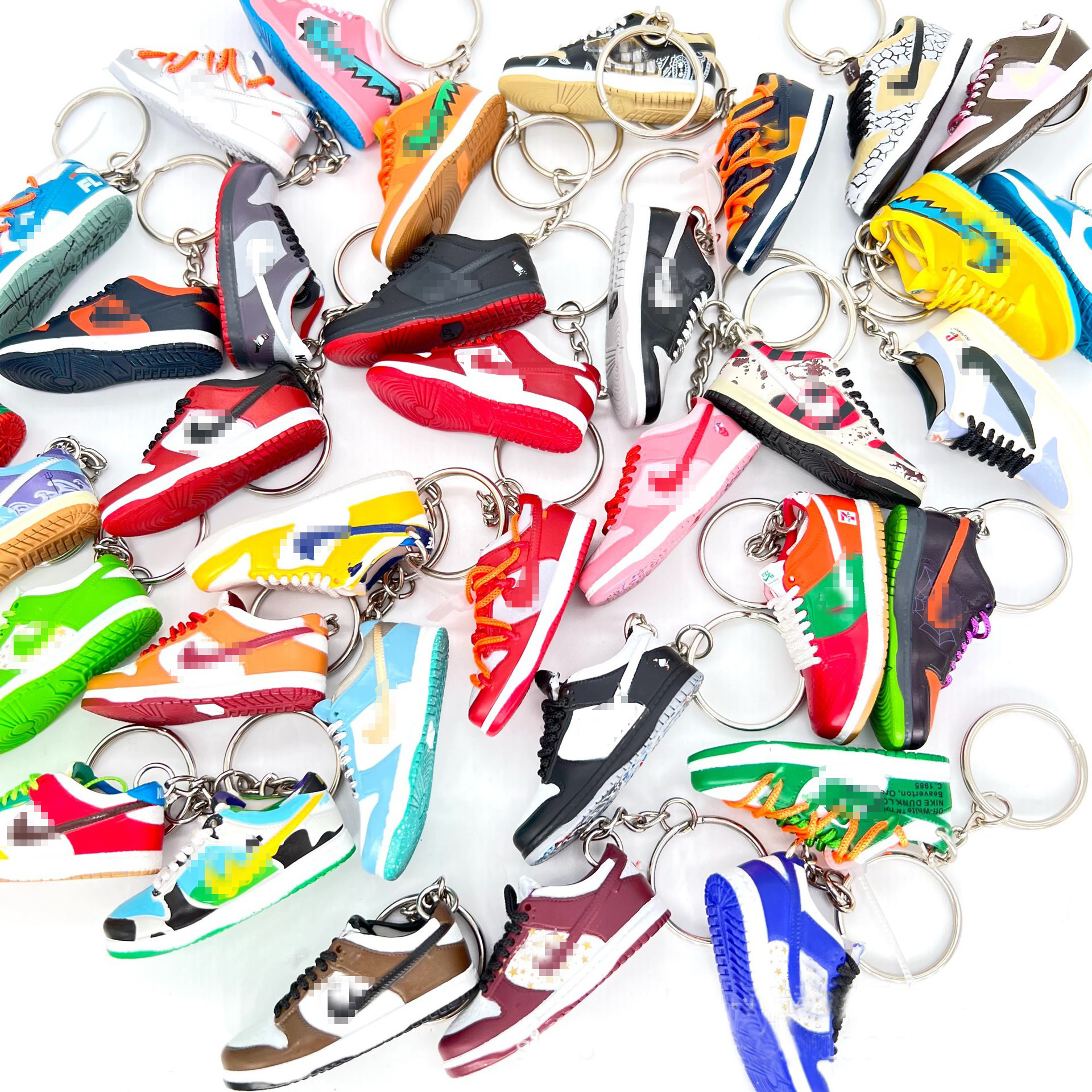 3D Mini Sneakers Keychain SB OW Co-branded Bag wholesale Pendant Models Shoe Carabiner PVC Sneaker Dunk Keychain