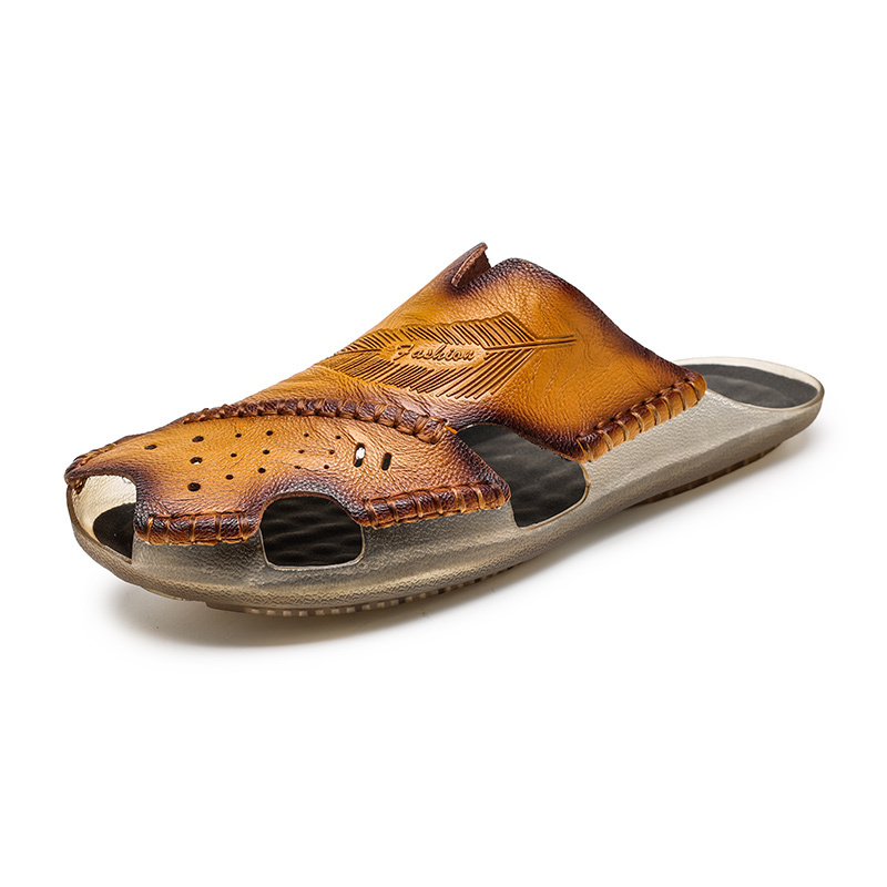 new designs sandals men arabic leather slippers