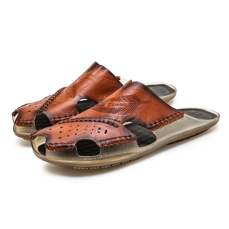 new designs sandals men arabic leather slippers