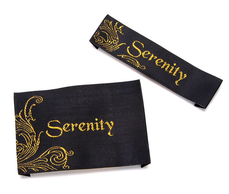 Custom wholesale Cheap Recycled Polyester Woven clothing brand lucky private garment Label