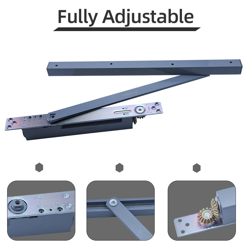 GSM Side Mounted Hydraulic Door Closer High Quality Fire Rated Listed Casting Cam Action Iron 40-85kg Hydraulic Door Closer